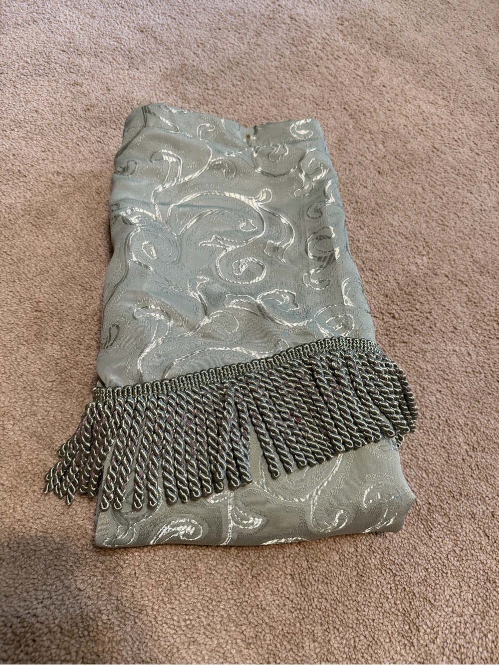 Sage Swirl Fringe Shower Curtain Panel - Picture 6 of 6